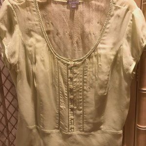 ❌❌SOLD❌❌ANN TAYLOR chartreuse green Blouse 100% SILK - size large